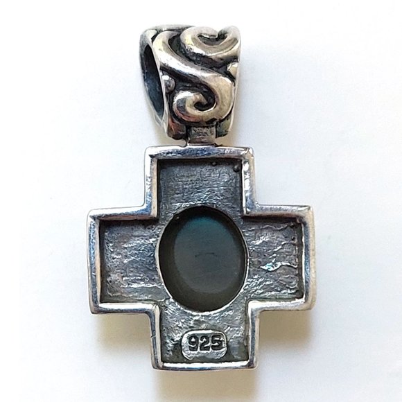 925 Sterling Silver Turquoise Cross Pendant - Picture 4 of 4